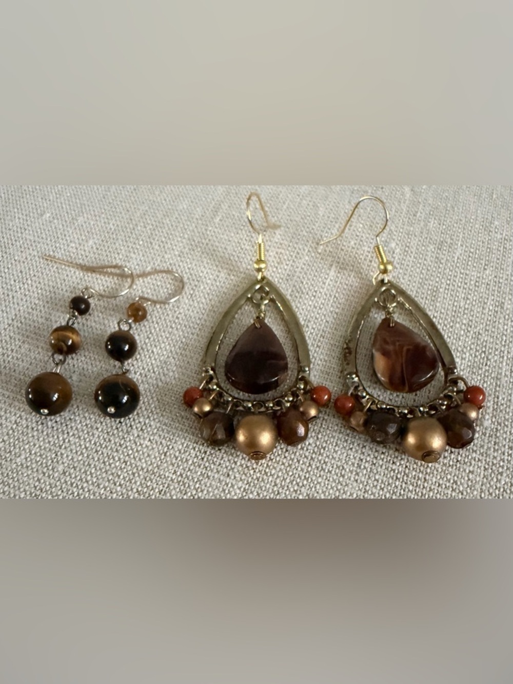 Brown Teardrop Bead Dangle Earrings - Women Jewelry